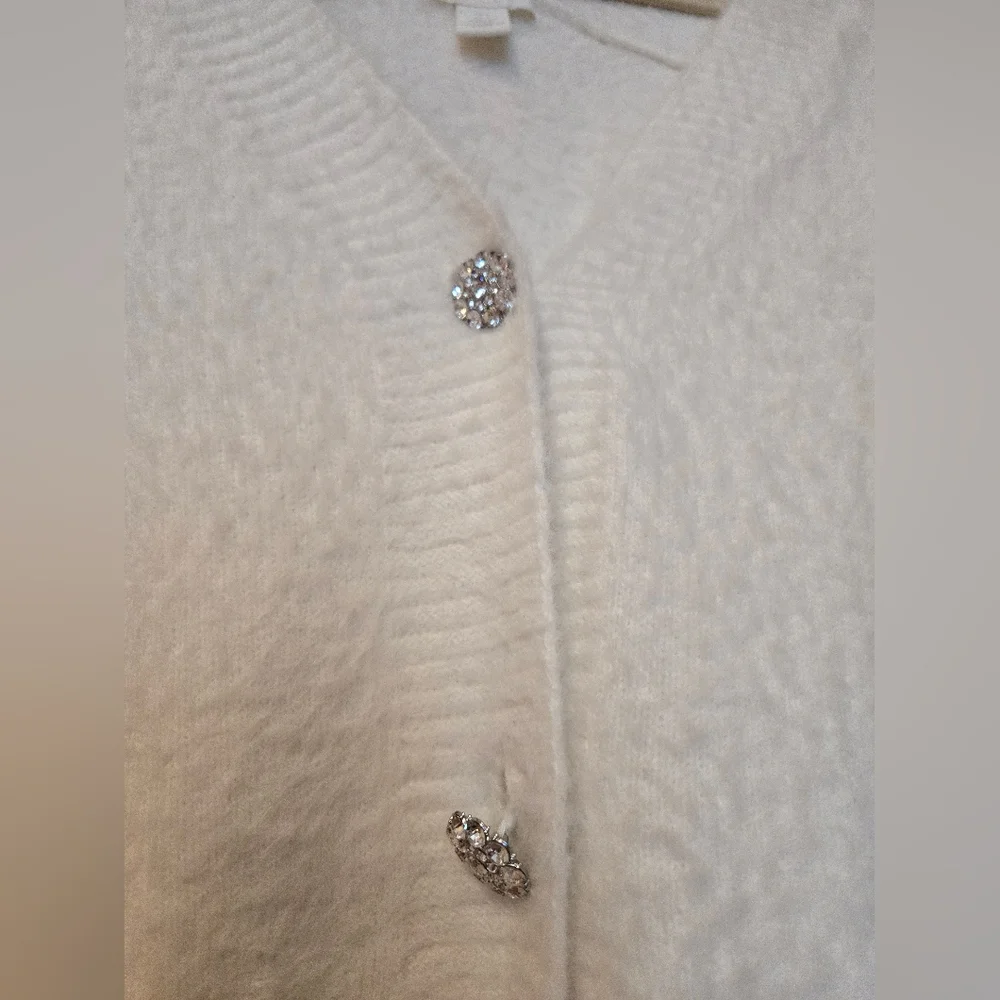 H&M White Rhinestone Button Cardigan - Picture 7 of 10